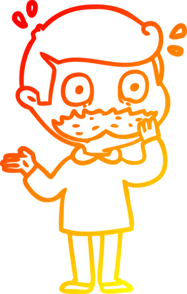 Bıyıklı bir çizgi film karakteri insan tarafından çizilmiş.