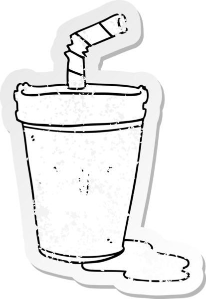 Bir insan tarafından çizilmiş tatlı bir karikatür gazozunun sıkıntılı çıkartması.