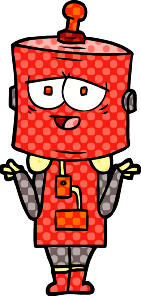 Bir insan tarafından çizilmiş çizgi film robotu