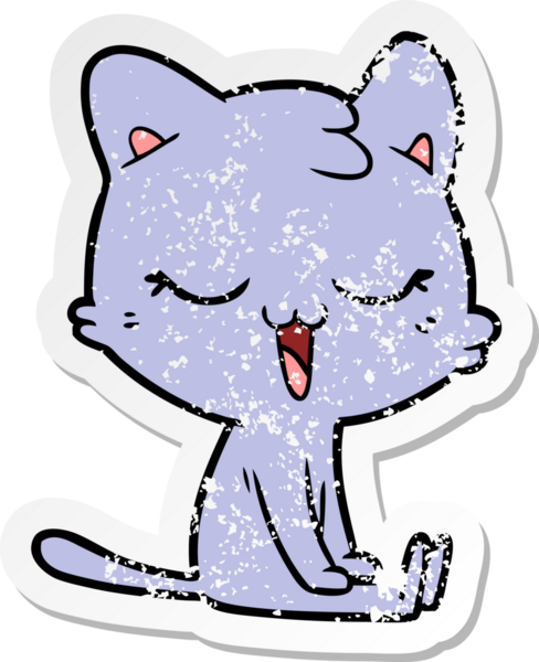 Bir insan tarafından çizilmiş karikatür bir kedinin sıkıntılı çıkartması.