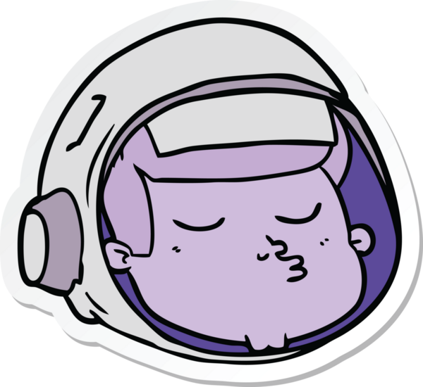 Bir insan tarafından çizilmiş bir astronot suratının çıkartması.