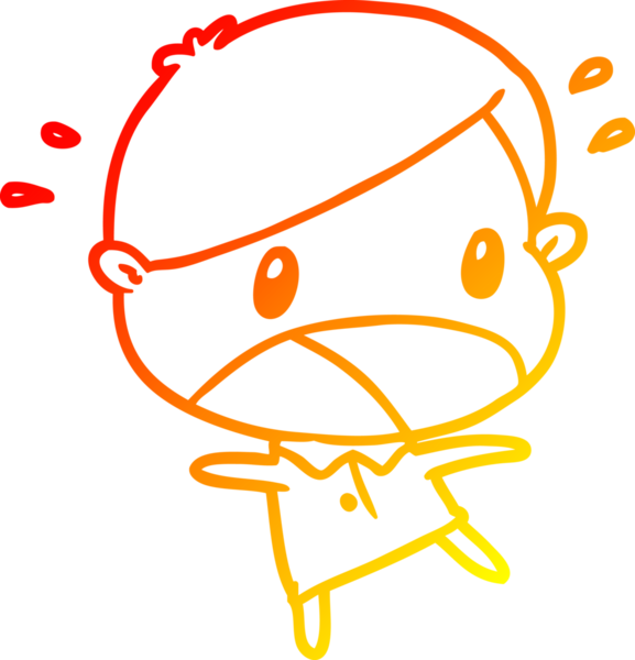 Bir insan tarafından çizilmiş, hoş, şok olmuş bir adamın sıcak çizgi çizimi.