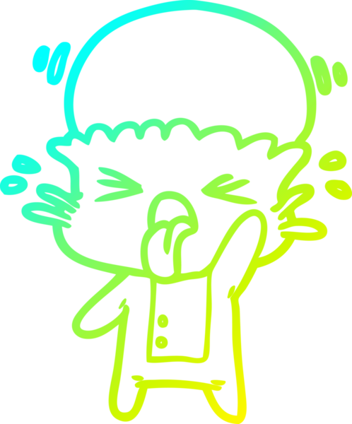 Bir insan tarafından çizilmiş iğrenç bir çizgi film uzaylısının soğuk gradyan çizimi