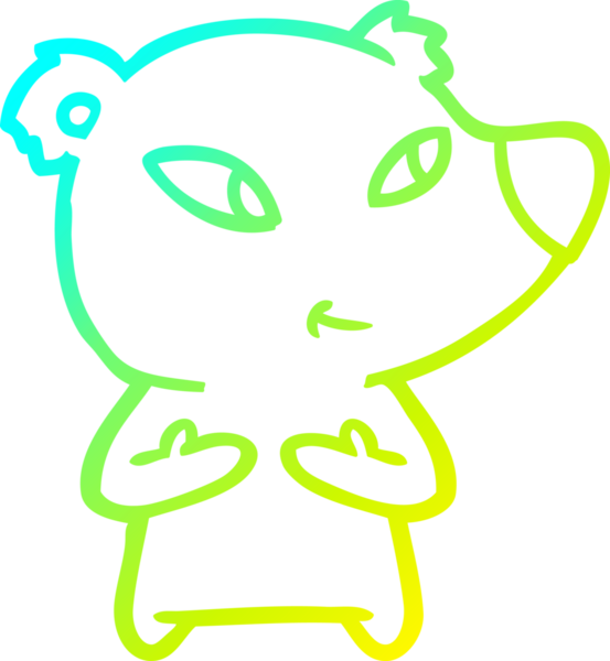 Bir insan tarafından çizilmiş şirin bir çizgi film ayısının soğuk gradyan çizgisi.