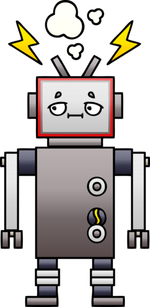 Bir insan tarafından çizilmiş bir robotun gölgelenmiş çizimi