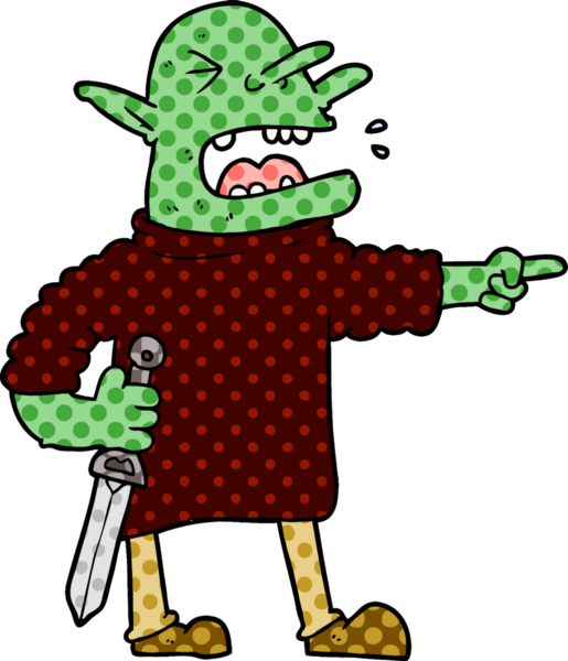 Bir insan tarafından çizilmiş bıçaklı çizgi film cini.