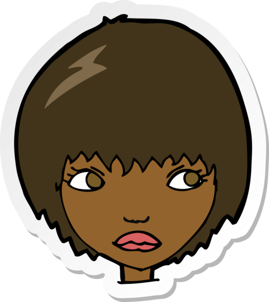 Bir insan tarafından çizilmiş mutsuz bir kızın çıkartması.