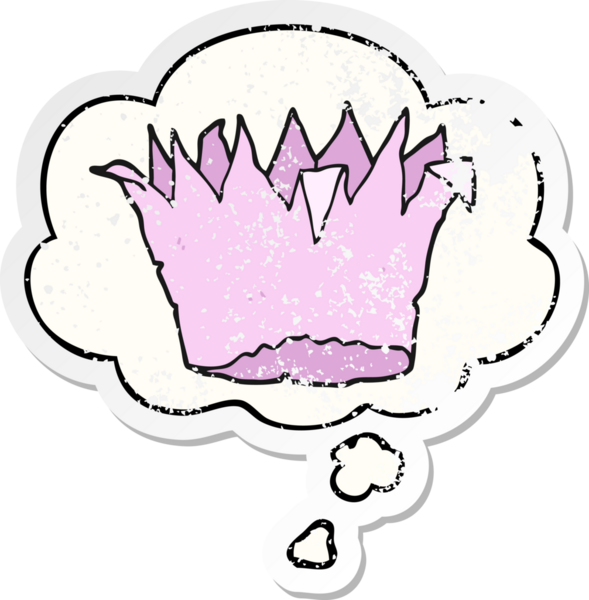 Düşünce baloncuklu karikatür kaplaması insan tarafından çizilmiş yıpranmış bir çıkartma.