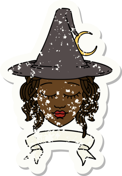 Retro Dövme Tarzı İnsan Cadı Karakteri Bir insan tarafından çizilmiş pankartıyla