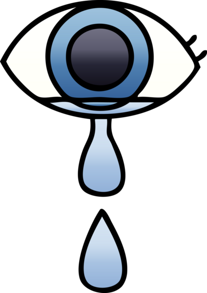Bir insan tarafından çizilmiş ağlayan bir göz karikatürü.