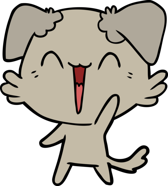 Bir insan tarafından çizilmiş küçük mutlu köpek çizgi filmi.