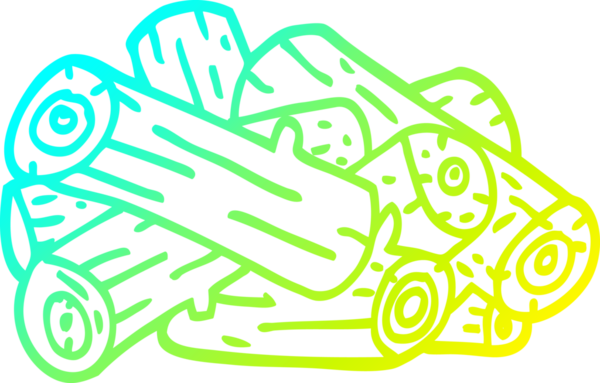 Bir insan tarafından çizilmiş bir yığın kütüğün soğuk gradyan çizimi