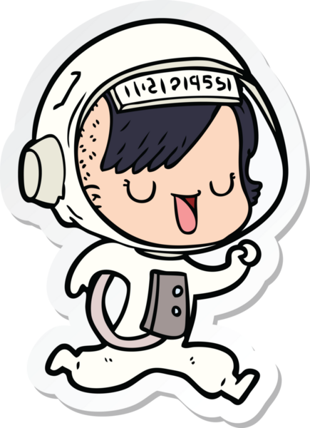 Bir insan tarafından çizilmiş astronot bir kadının çıkartması.