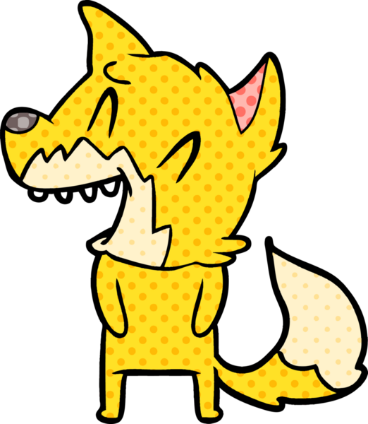 Bir insan tarafından çizilmiş gülen tilki çizgi filmi.