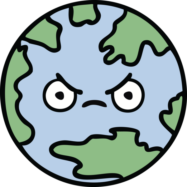 Bir insan tarafından çizilmiş şirin bir dünya karikatürü.