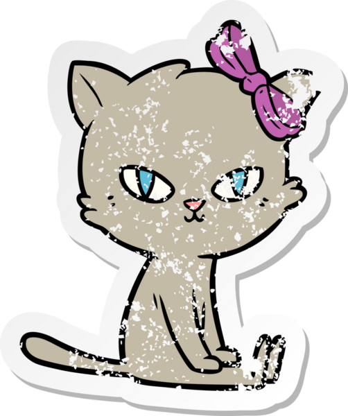 Bir insan tarafından çizilmiş şirin bir çizgi film kedisinin sıkıntılı çıkartması.