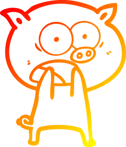 Bir insan tarafından çizilmiş bağıran çizgi film domuzu çizimi.