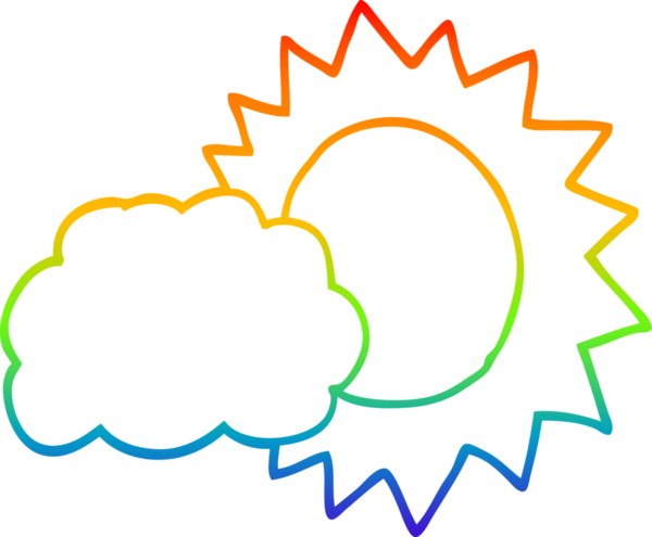 gökkuşağı gradyanı bir insan tarafından çizilmiş karikatür hava durumu çizimi