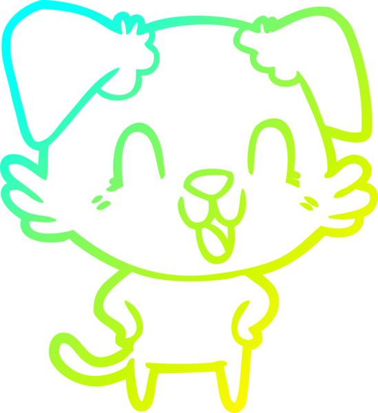 Bir insan tarafından çizilmiş gülen çizgi film köpeğinin soğuk çizgisi.