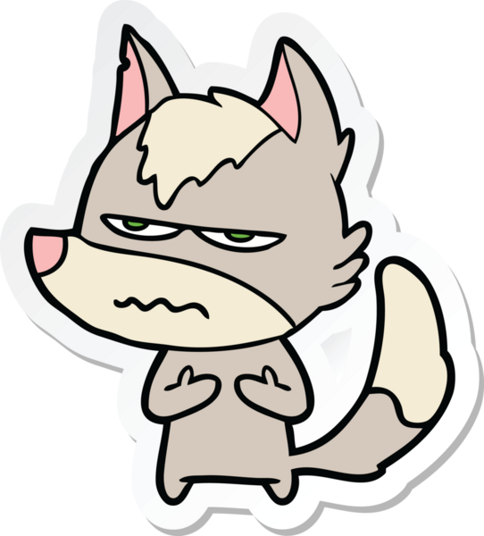 Bir insan tarafından çizilmiş kızgın bir kurdun çıkartması.