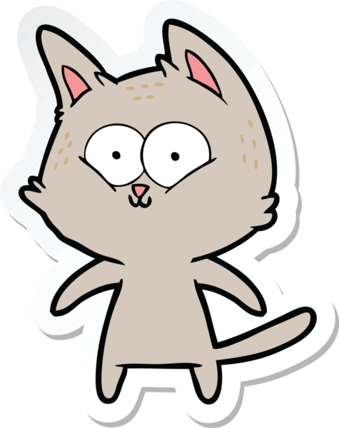 Bir insan tarafından çizilmiş mutlu çizgi film kedisinin çıkartması.