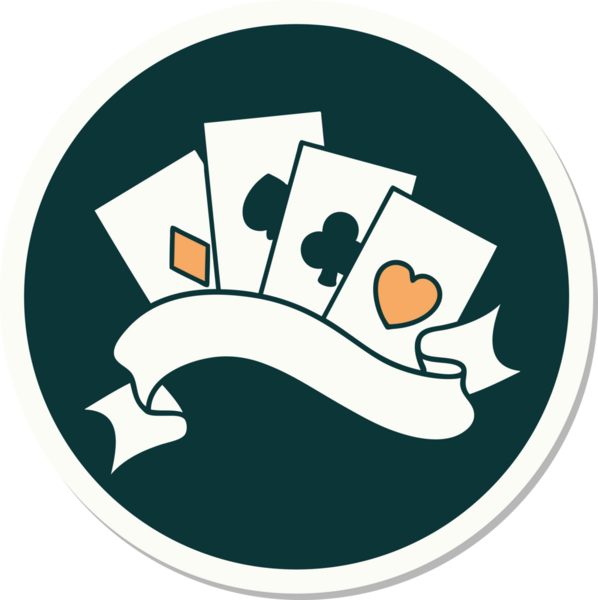 Geleneksel kart stili ve bir insan tarafından çizilmiş dövme çıkartması.