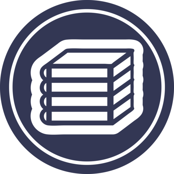 Bir insan tarafından çizilmiş bir yığın kitap dairesel simgesi