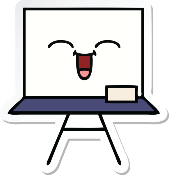 Bir insan tarafından çizilmiş beyaz bir karikatür çıkartması.