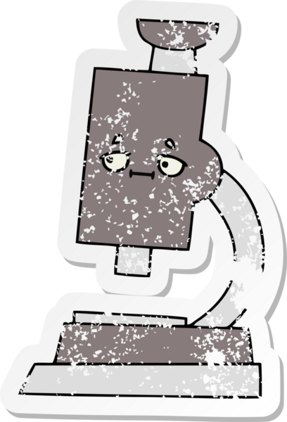 Bir insan tarafından çizilmiş sevimli bir mikroskobun sıkıntılı çıkartması.