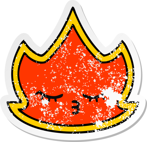 Bir insan tarafından çizilmiş şirin bir çizgi film yangınının sıkıntılı çıkartması.