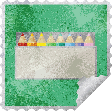 Bir insan tarafından çizilmiş bir sürü renkli kalem etiketi.