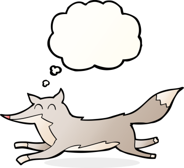 Bir insan tarafından çizilmiş düşünce kabarcığı olan bir çizgi film kurdu.