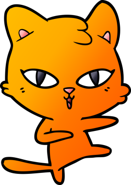 Bir insan tarafından çizilmiş çizgi film kedisi.