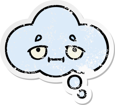 Bir insan tarafından çizilmiş tatlı bir çizgi film düşünce balonunun sıkıntılı çıkartması.