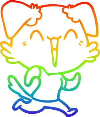 gökkuşağı gradyan çizimi bir insan tarafından çizilmiş mutlu küçük bir köpek çizgi filmi