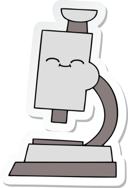 Bir insan tarafından çizilmiş şirin bir mikroskop etiketi.