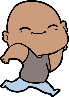 Bir insan tarafından çizilmiş mutlu kel adam çizgi filmi.