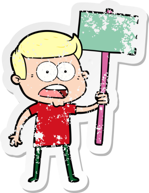 Bir insan tarafından çizilen şok olmuş bir adamın karikatür çıkartması.