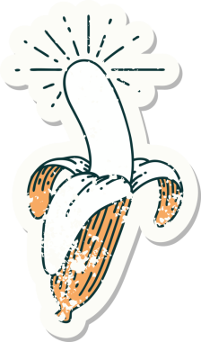 Bir insan tarafından çizilmiş eski bir dövme stili muz.