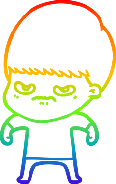 Gökkuşağı gradyan çizgi çizimi Bir insan tarafından çizilmiş bir çizgi film çocuğu