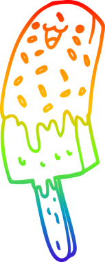 Gökkuşağı gradyan çizimi. Bir insan tarafından çizilmiş mutlu bir çizgi film.