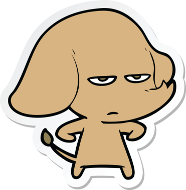 Bir insan tarafından çizilmiş kızgın bir filin çıkartması.