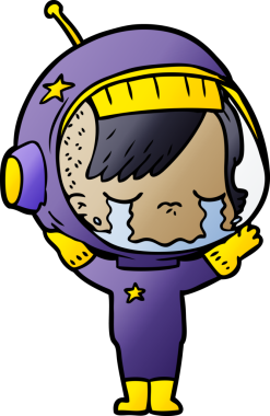 Bir insan tarafından çizilmiş ağlayan astronot kız.