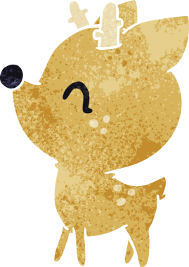 Bir insan tarafından çizilmiş kawai sevimli geyiğinin eski çizgi film çizimi