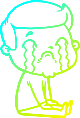 Bir insan tarafından çizilmiş ağlayan bir çizgi film karakteri çizimi.