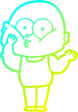 Bir insan tarafından çizilmiş, kel bir adamın soğuk çizgi çizimi.