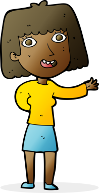 Çizgi film dostu bir kadın bir insan tarafından çiziliyor.