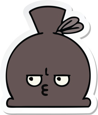 Bir insan tarafından çizilmiş şirin bir karikatür çuvalı.