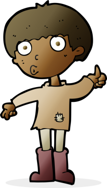 Çizgi filmci çocuk bir insan tarafından çizilmiş sorular soruyor.