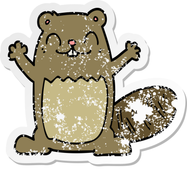 Bir insan tarafından çizilmiş bir karikatür kunduzunun sıkıntılı çıkartması.